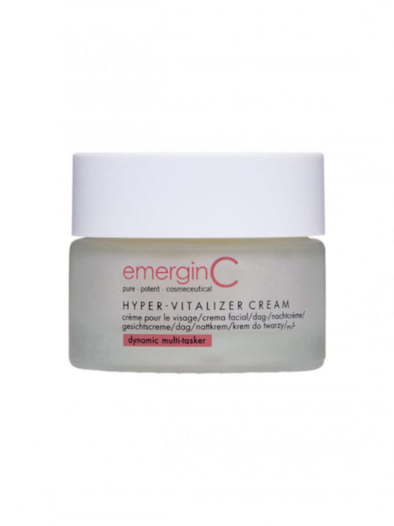 hyper-vitalizer cream A jar of cream with white label on it.